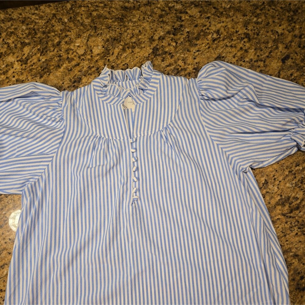 Pomander Place Selena Blue Stripe Blouse Tuckernuck blue/white | XL